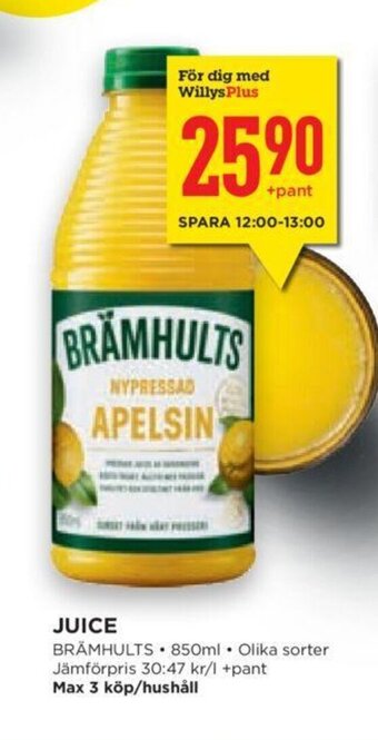 Willys Brämhults Juice erbjuda