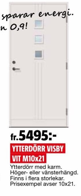 Bauhaus Ytterdörr Visby Vit M10x21 erbjuda