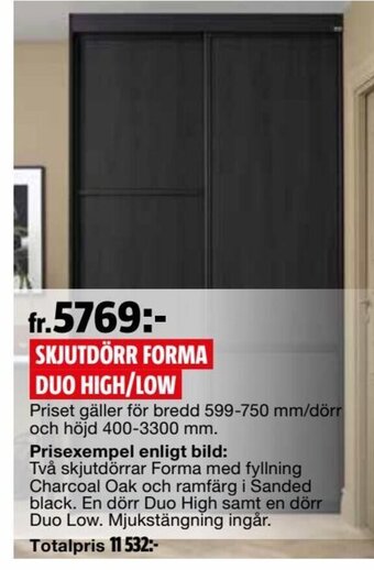 Bauhaus Skjutdörr Forma Duo High/Low erbjuda