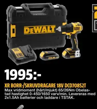 Bauhaus DeWalt Xr Borr-/Skruvdragare 18V DCD708S2T erbjuda