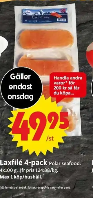 ICA Supermarket Laxfilé 4-pack erbjuda