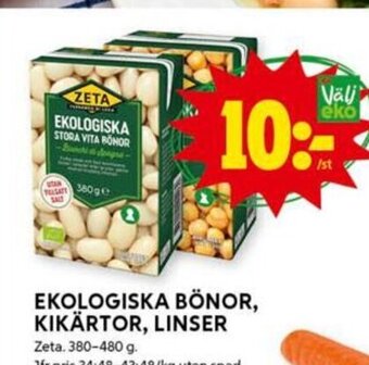 ICA Kvantum Ekologiska Bönor, Kikärtor, Linser erbjuda