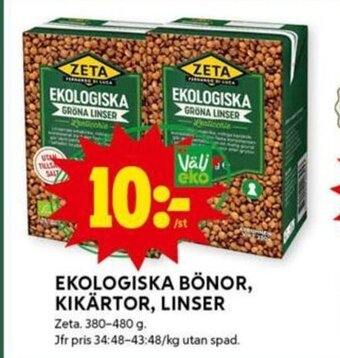 ICA Kvantum Ekologiska Bönor, Kikärtor, Linser erbjuda