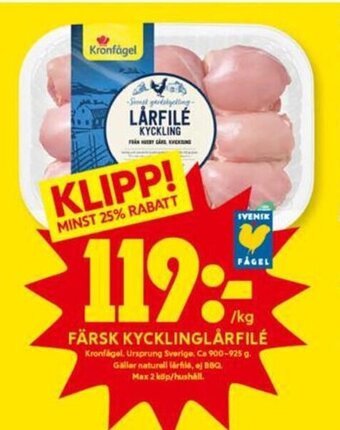 ICA Kvantum Färsk Kycklinglårfilè erbjuda