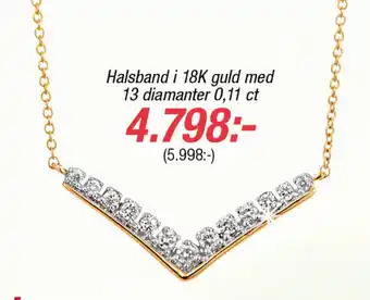 Guldfynd Halsband i 18K guld med 13 diamanter 0,11 ct erbjuda