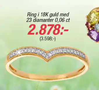 Guldfynd Ring i 18K guld med 23 diamanter 0,06 ct erbjuda
