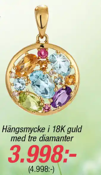 Guldfynd Hängsmycke i 18K guld med tre diamanter erbjuda