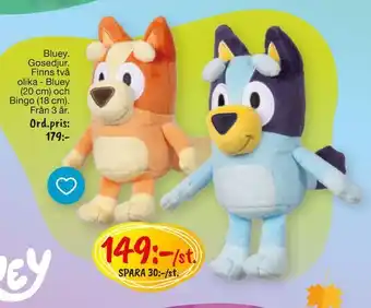 Bluey. gosedjur. finns två olika - bluey (20 cm) och bingo (18 cm)