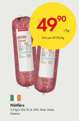 Snabbgross Gastrino Nötfärs 2,5kg erbjuda
