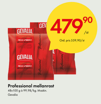 Snabbgross Gevalia Professional mellanrost 48x100g erbjuda