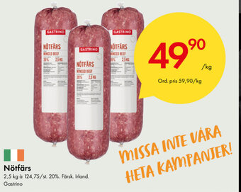 Snabbgross Gastrino Nötfärs 2,5kg erbjuda