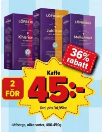 Östenssons Löfbergs, olika sorter 400-450g erbjuda