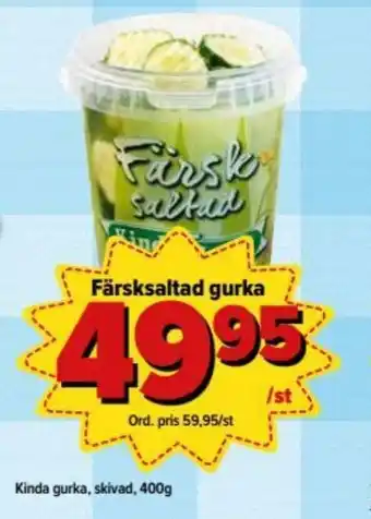 Östenssons Kinda gurka, Skivad 400g erbjuda