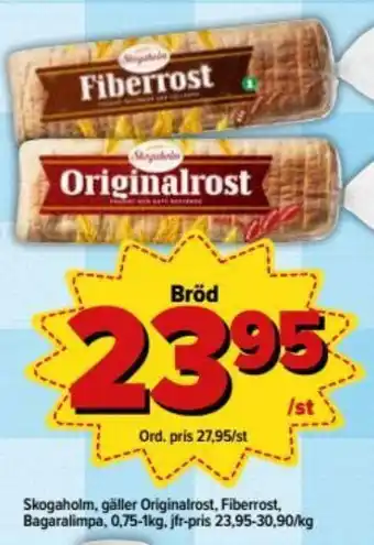 Östenssons Skogaholm, Gäller Originalrost, Fiberrost, Bagaralimpa, 0,75-1kg erbjuda