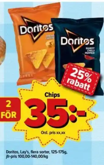 Doritos, Lay's, Flera Sorter, 125-175g