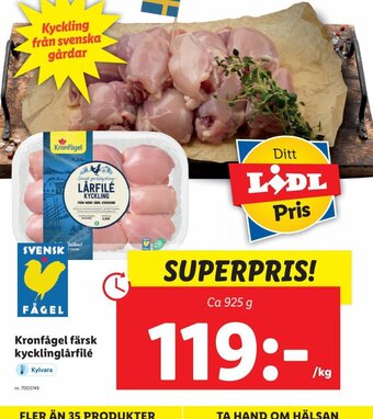 Lidl Kronfagel Farsk Kycklinglårfilé erbjuda