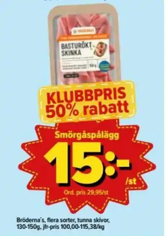 Bröderna's, Flera Sorter, Tunna Skivor, 130-150g