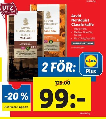 Lidl Arvid Nordquist classic kaffe erbjuda