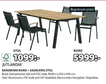 JYSK Jutlandia Barsmark Bord+Sadbjerg Stol erbjuda