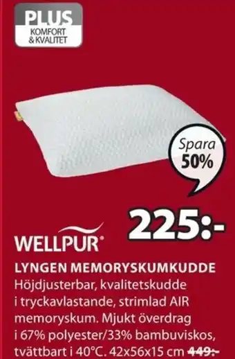 JYSK Wellpur Lyngen Memoryskumkudde 42x56x15 cm erbjuda