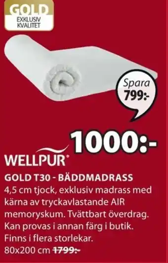 JYSK Wellpur Gold T30-Bäddmadrass erbjuda