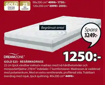 JYSK Dreamzone Gold S25- Resärmadrass erbjuda