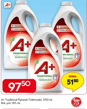 A+ Traditional Flytande Tvättmedel. 3750 ml