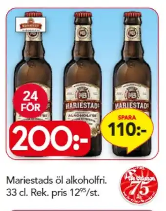 Mariestads öl Alkoholfri. 33 cl