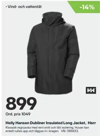XXL Helly Hansen Dubliner Insulated Long Jacket, Herr erbjuda