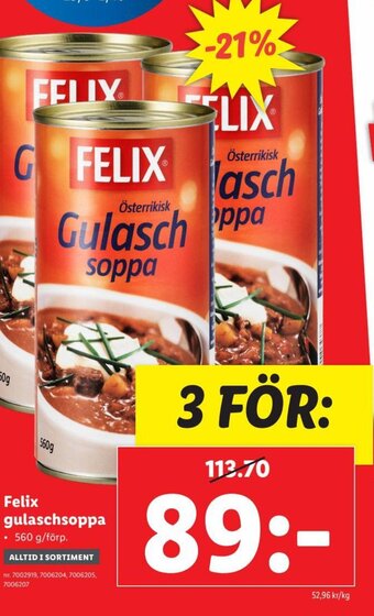 Lidl Felix Gulaschsoppa erbjuda