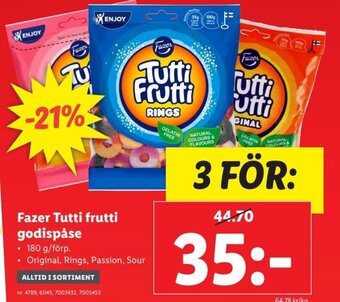 Lidl Fazer Tutti Frutti Godispåse erbjuda
