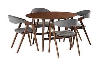 Furniturebox Hulsig matgrupp 120 cm rund inkl 4 stolar valnöt erbjuda
