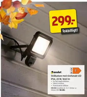 Jula Strålkastare med Rörelsevakt LED IP54, 20W, 1650 lm erbjuda