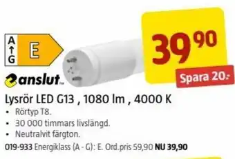 Jula Lysrör LED G13, 1080 lm, 4000 K erbjuda