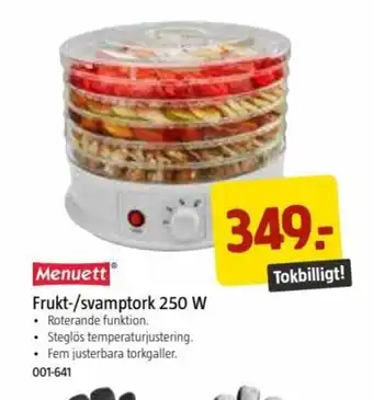 Jula Frukt-/Svamptork 250w erbjuda