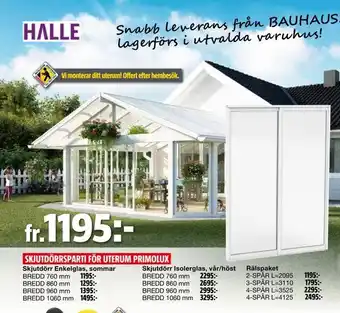 Bauhaus Skjutdörrsparti för uterum primolux erbjuda