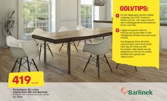 Byggmax Parkettgolv ek 1-stav mattlackad 180 mm barlinek erbjuda