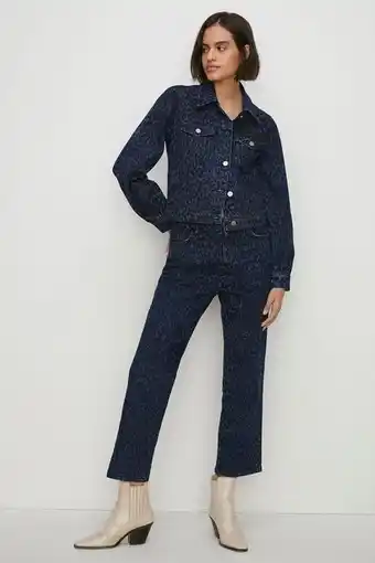Leopard print denim jean