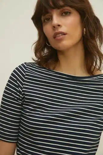 Essential stripe cotton slash neck top