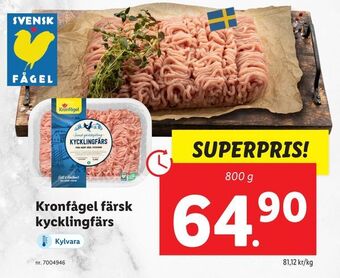 Lidl Kronfågel färsk kycklingfärs erbjuda