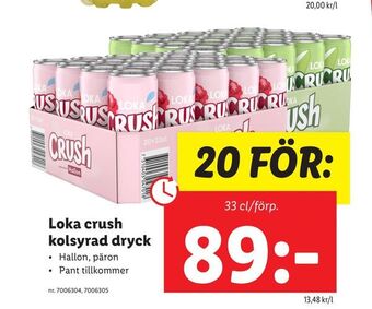 Lidl Loka crush kolsyrad dryck erbjuda