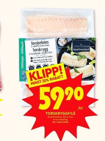 ICA Kvantum Royal greenland torskfilé erbjuda