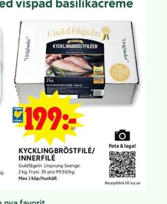 ICA Kvantum Guldfågeln kycklingbröstfilé erbjuda