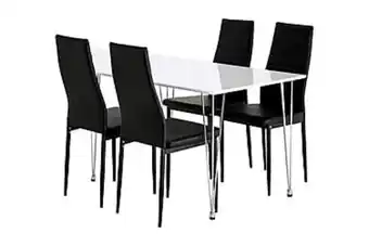 Kronoberg matbord 120 vit + 4 tekla stol konstläder svart