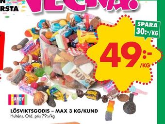 ÖoB Lösviktsgodis - max 3 kg/kund erbjuda