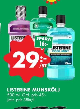 ÖoB Listerine munskölj erbjuda