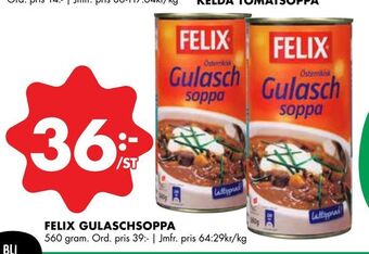 ÖoB Felix gulaschsoppa erbjuda
