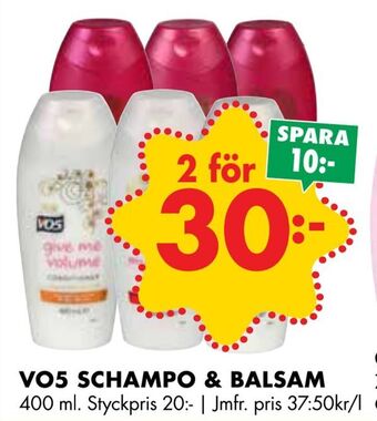 ÖoB Vo5 schampo & balsam erbjuda