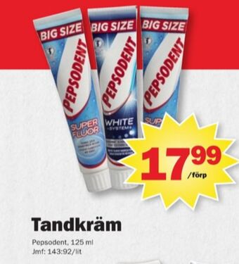 Pekås Pepsodent tandkräm erbjuda