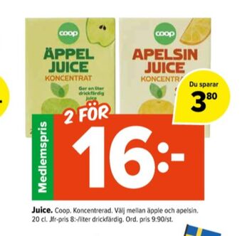 Coop Extra Coop juice erbjuda